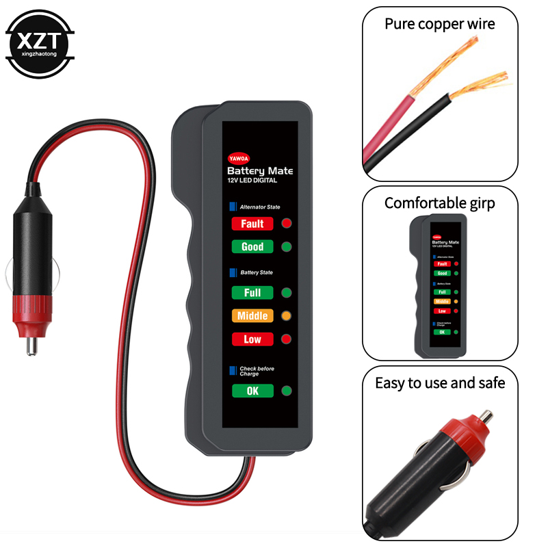 Power Tools Display - Тестер автомобильных аккумуляторов с 6 LED-индикаторами,